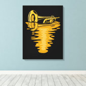 トランペットプレーヤーミュージシャンマーチングバンドトランペーター キャンバスプリント (インサイチュ (ウッドフロア))