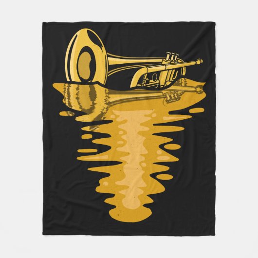 トランペットプレーヤーミュージシャンマーチングバンドトランペーター フリースブランケット (正面)