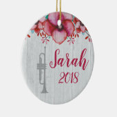 トランペットプレーヤー音楽ギフトフローラ パーソナライズされた セラミックオーナメント (右)