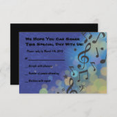 トランペットボーイこうもりバー（ユダヤ教の）バル・ミツバー招待状返信カード 招待状 (正面/裏面)