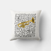 トランペットミュージカルノートトランピーター真鍮ミュージシャン クッション (裏面)