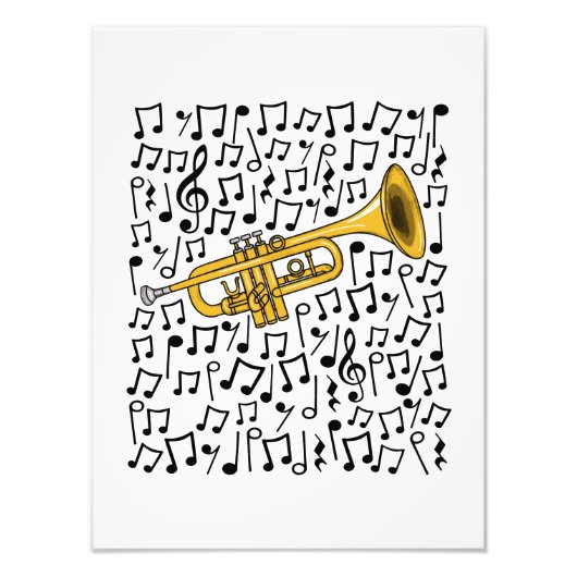 トランペットミュージカルノートトランピーター真鍮ミュージシャン フォトプリント            (正面)