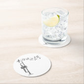 トランペットミュージシャンと音符 ラウンドペーパーコースター (インサイチュ)