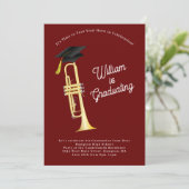 トランペットミュージシャン卒業パーティー音楽 招待状 (スタンド正面)