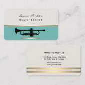 トランペットミュージシャン音楽先生楽器金ゴールド 名刺 (正面/裏面)