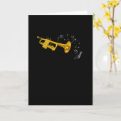 トランペットミュージックシートミュージシャンジャズ カード (黄色い花)