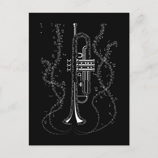 トランペットミュージックノート楽器ミュージシャントランペーター ポストカード (正面)
