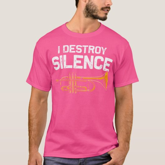 トランペットラッパ好きおもしろいの無音おもしろい Tシャツ (正面)