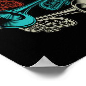 トランペットレトロ楽器バンドミュージシャン ポスター (角)