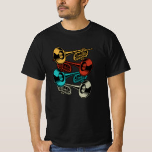 トランペットレトロ楽器バンドミュージシャン Tシャツ