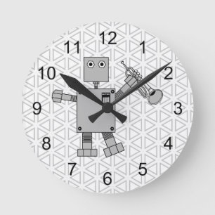 トランペットロボット ラウンド壁時計