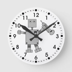 トランペットロボット ラウンド壁時計