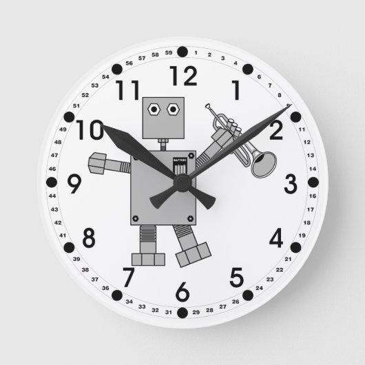 トランペットロボット ラウンド壁時計 (正面)