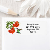 トランペット上のカスタマイズ可能なルビーのスロートハミングバード ラベル (インサイチュ)