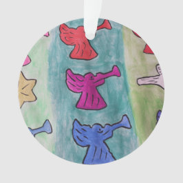 トランペット付きクリスマスエンジェルズアクリル オーナメント