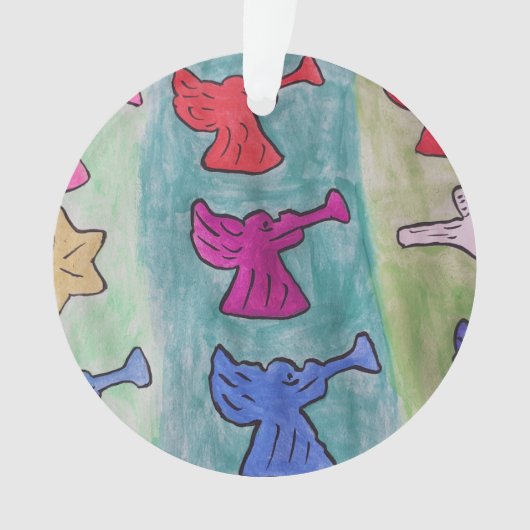 トランペット付きクリスマスエンジェルズアクリル オーナメント (正面)