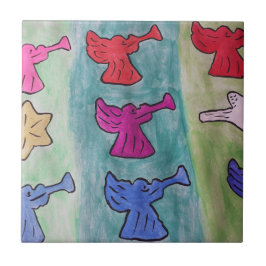 トランペット付きクリスマスエンジェルズセラミックタイル タイル