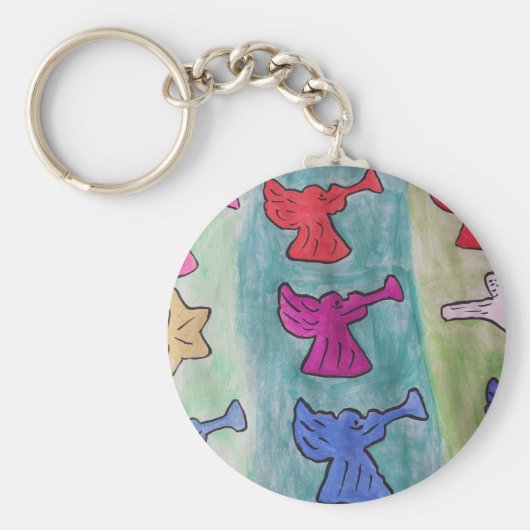 トランペット付きクリスマスエンジェル キーホルダー (正面)