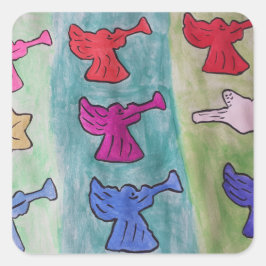 トランペット付きクリスマスエンジェル スクエアシール