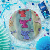 トランペット付きクリスマスエンジェル ペーパープレート (パーティー)