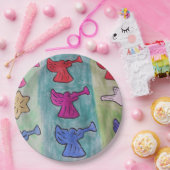 トランペット付きクリスマスエンジェル ペーパープレート (パーティー)