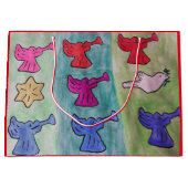 トランペット付きクリスマスエンジェル ラージペーパーバッグ (正面)