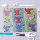 トランペット付きクリスマスエンジェル 薄葉紙 (クラフト)