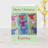 トランペット付き天使のクリスマス カード (黄色い花)