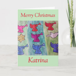 トランペット付き天使のクリスマス カード