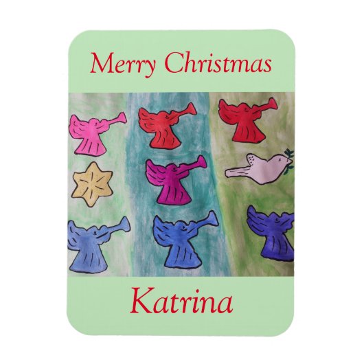 トランペット付き天使は柔軟 マグネット (縦)