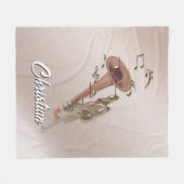 トランペット名前をカスタムする毛布、トランペット毛布 フリースブランケット (正面(横))