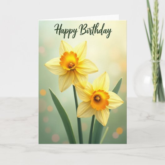 トランペット型の花の誕生日カード カード (正面)