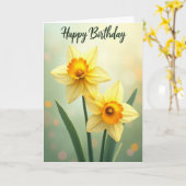 トランペット型の花の誕生日カード カード (黄色い花)