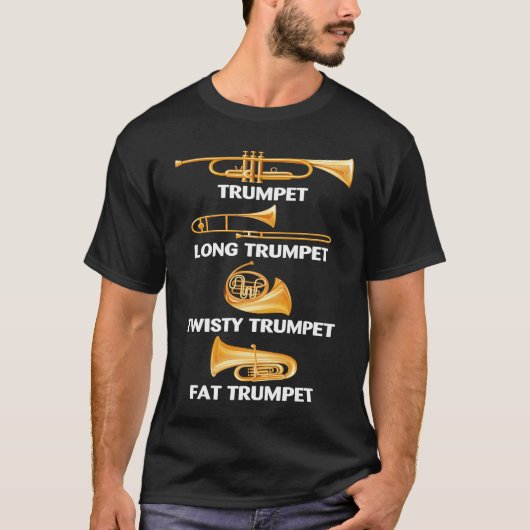 トランペット型ブラス楽器アクセサリートランペ Tシャツ (正面)