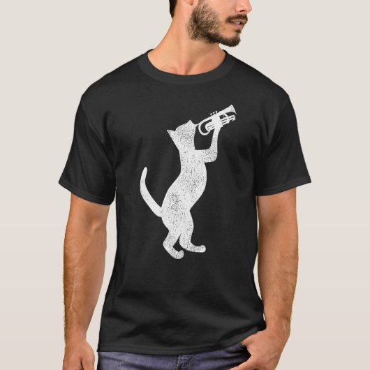 トランペット奏者の猫 ビンテージ Tシャツ (正面)