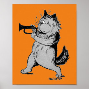 トランペット奏者（トランペーター）の猫ルイス・ウェイン ポスター