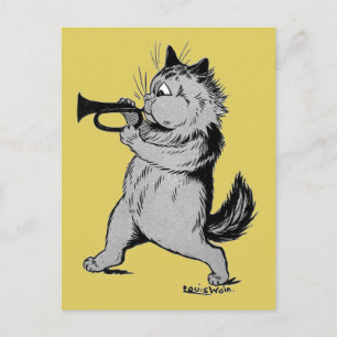 トランペット奏者（トランペーター）の猫ルイス・ウェイン ポストカード