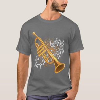 トランペット奏者 音符 ジャズミュージック アート 友達 Tシャツ