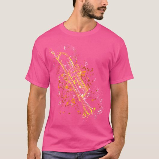 トランペット楽器音楽愛好家トランペット音楽GIF Tシャツ (正面)