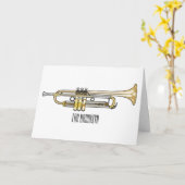 トランペット漫画イラストレーション カード (黄色い花)