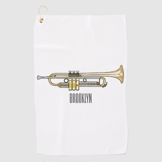 トランペット漫画イラストレーション ゴルフタオル (正面)