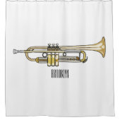 トランペット漫画イラストレーション シャワーカーテン (正面)