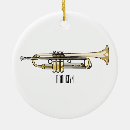トランペット漫画イラストレーション セラミックオーナメント (裏面)
