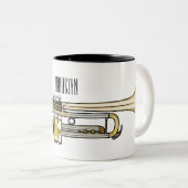 トランペット漫画イラストレーション ツートーンマグカップ (正面右)
