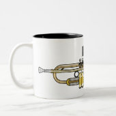 トランペット漫画イラストレーション ツートーンマグカップ (左)