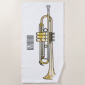 トランペット漫画イラストレーション ビーチタオル (正面)