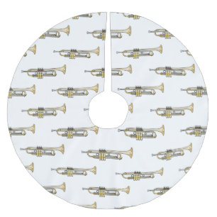 トランペット漫画イラストレーション ブラッシュドポリエステルツリースカート