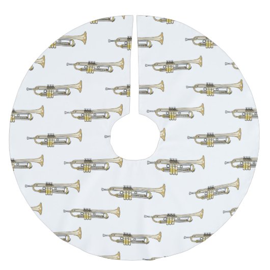 トランペット漫画イラストレーション ブラッシュドポリエステルツリースカート (正面)