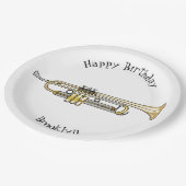 トランペット漫画イラストレーション ペーパープレート (アングル)