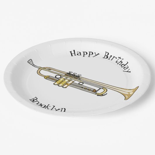 トランペット漫画イラストレーション ペーパープレート (アングル)